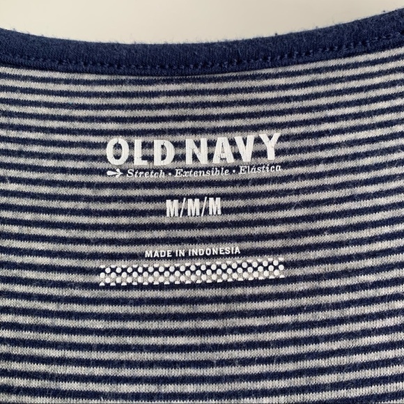 Old Navy Blue & Gray Stripe Long Sleeve Blouse Top size Medium - Picture 4 of 7